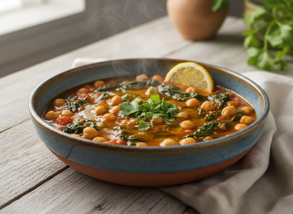One-Pot Mediterranean Chickpea and Spinach Stew (Ready in 30 Minutes)