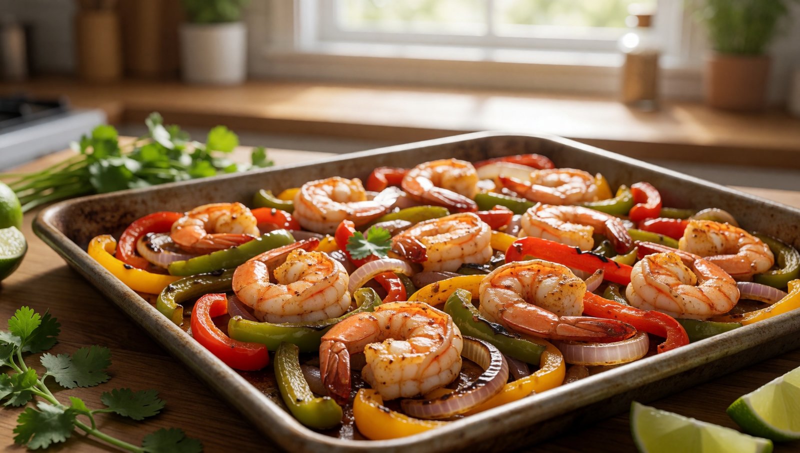 Sheet-Pan Shrimp Fajitas