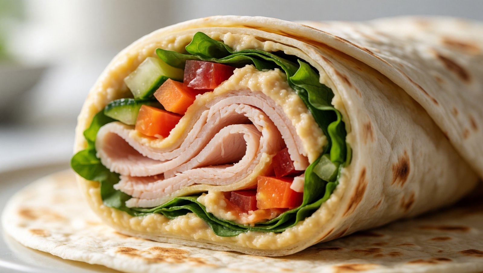 Turkey and Hummus Veggie Wrap